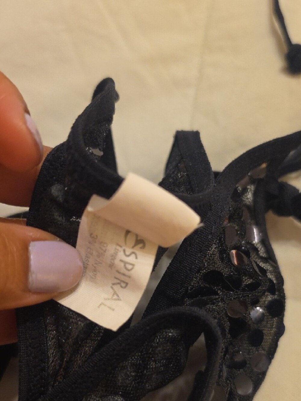 Black Sequin Triangle Bikini Set - Picture 4 of 5